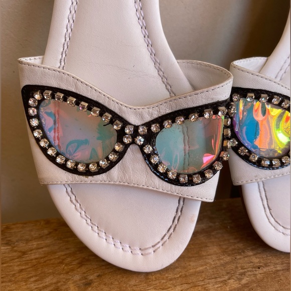 KATE SPADE Cute Slides Flats w/Glasses Rhinestones Iridescent Lenses Sz 7.5M NEW - Picture 9 of 12
